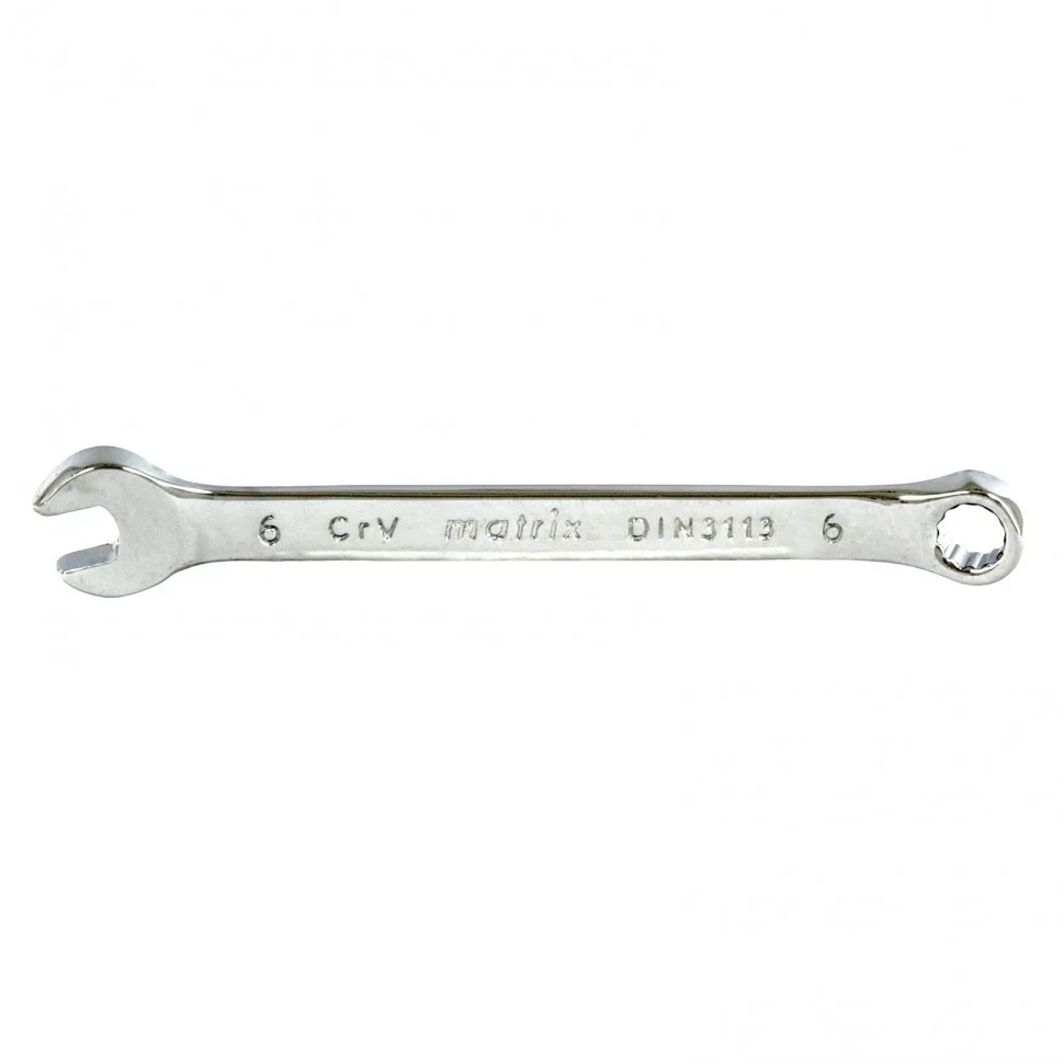 Ключ комбинированный, 6 мм, CrV, полированный хром. MATRIX