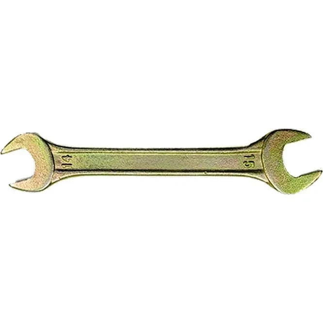 Ключ рожковый, 14 х 17 мм, желтый цинк. СИБРТЕХ