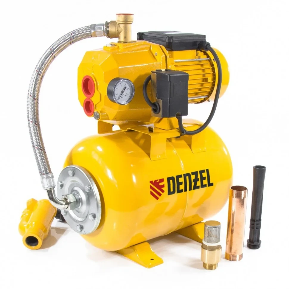 Насосная станция эжекторная PSD800C, 800 Вт, 2400 л/ч, ресивер 24 л, всасывание 20 м. DENZEL, фото 1