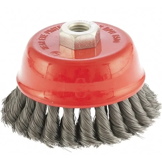 Щетка для УШМ, 100 мм, М14, "чашка", двухрядная, крученая проволока 0,5 мм. MATRIX, фото 1