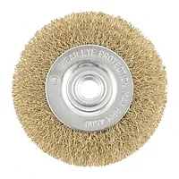 Щетка для УШМ, 100 мм, М14, плоская, латунированная витая проволока. MATRIX