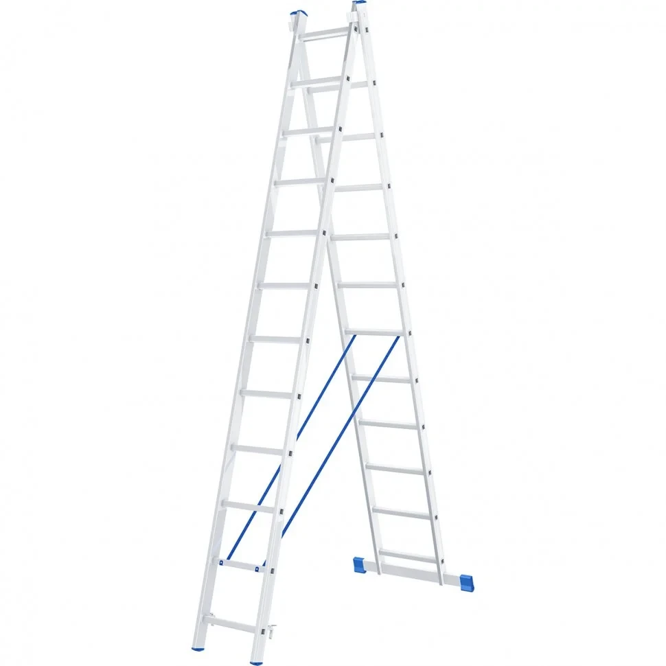 Лестница, 2 х 12 ступеней, алюминиевая, двухсекционная, Россия, Сибртех - фото 1 - id-p103216200