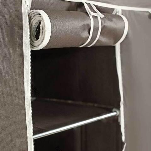 Шкаф для одежды каркасный тканевый на 3 секции Storage Wardrobe 88130 {130х45х175 см} (Черный) - фото 5 - id-p103232176