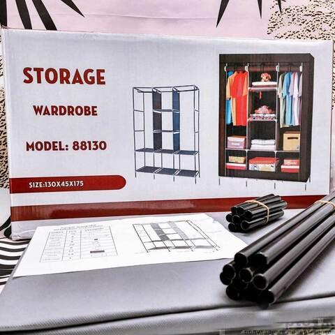 Шкаф для одежды каркасный тканевый на 3 секции Storage Wardrobe 88130 {130х45х175 см} (Коричневый) - фото 10 - id-p103232177