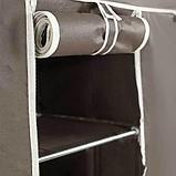 Шкаф для одежды каркасный тканевый на 3 секции Storage Wardrobe 88130 {130х45х175 см} (Коричневый), фото 5