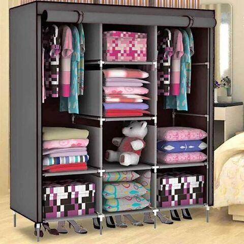 Шкаф для одежды каркасный тканевый на 3 секции Storage Wardrobe 88130 {130х45х175 см} (Серый) - фото 1 - id-p103232213