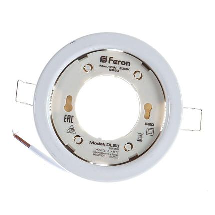 Светильник потолочный встраиваемый, 15W 230V GX53, белый без лампы, DL53, фото 2