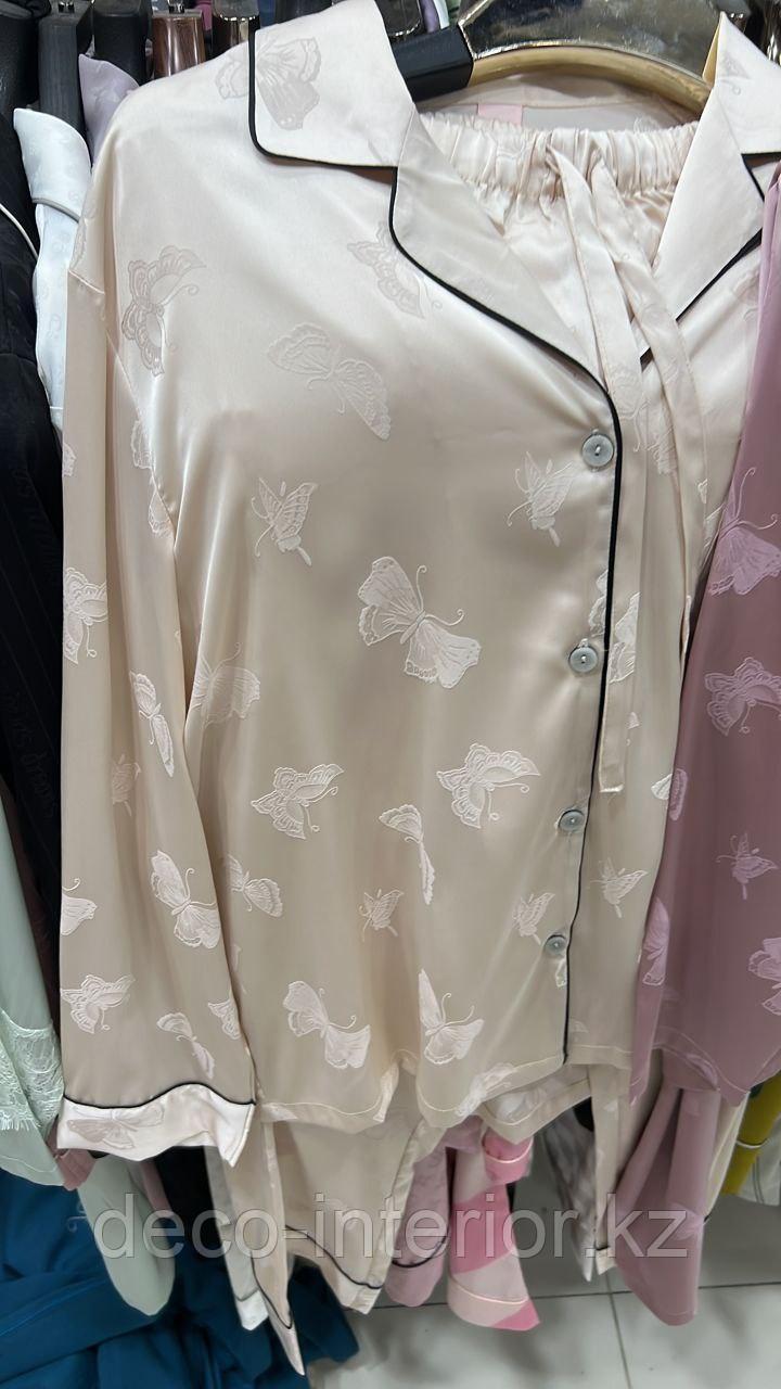 Пижама сатиновая cо штанами и принтом бабочек - фото 9 - id-p103243280