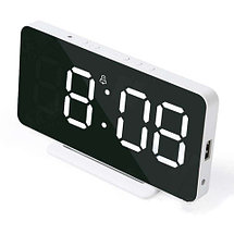 Часы-термометр настольные/настенные электронные iClock Smart Alarm с зеркальным LED-дисплеем (Белый), фото 3