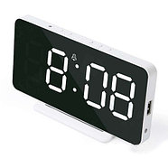 Часы-термометр настольные/настенные электронные iClock Smart Alarm с зеркальным LED-дисплеем (Белый), фото 5