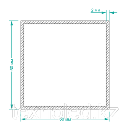 Профиль алюминиевый (труба прямоугольная) 60х60х2, 6 м, фото 2
