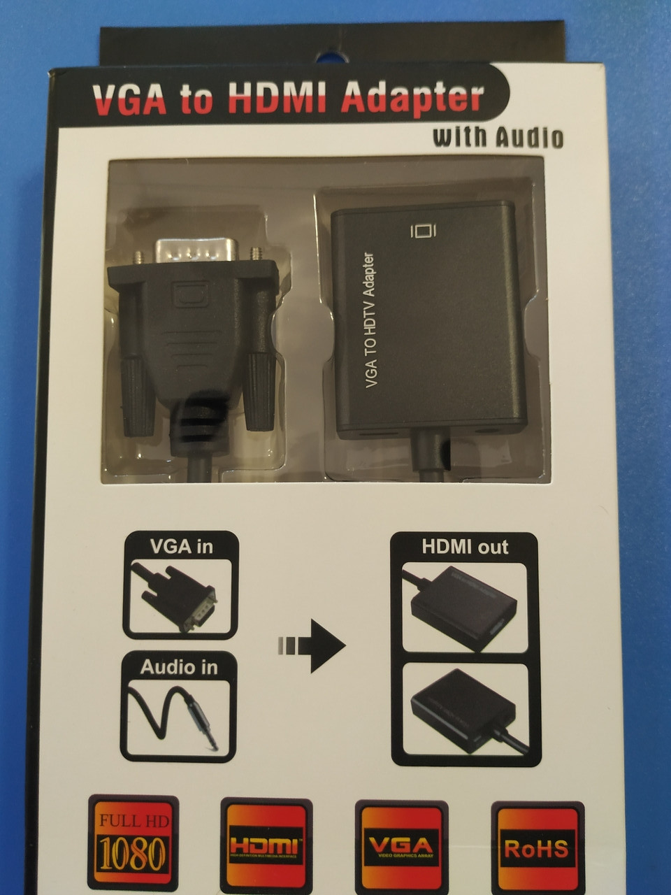 Переходник / преобразователь с VGA + аудио на HDMI для ПК DVD