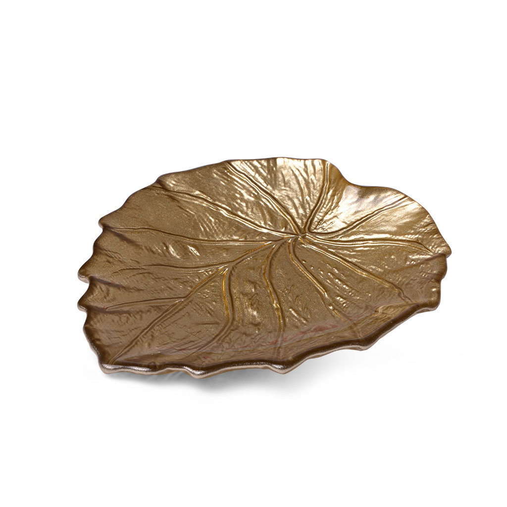 Блюдо LEAVES 25x21x3см, цвет золотой (стекло)