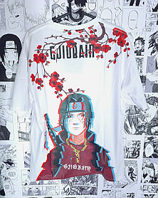 Футболка "Итачи" оверсайз двухсторонняя (белая)