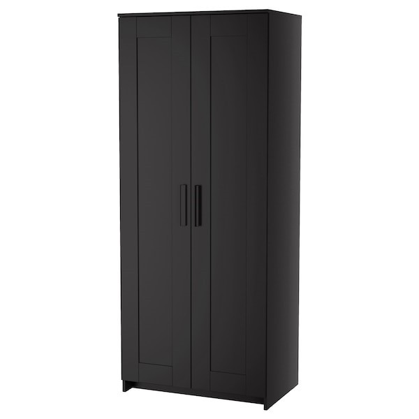 Шкаф платяной 2-дверный БРИМНЭС, черный, 78x190 см - фото 1 - id-p103271332
