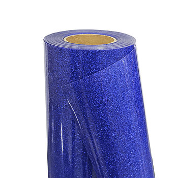 Термо флекс 0,5мх25м синий с блестками метр