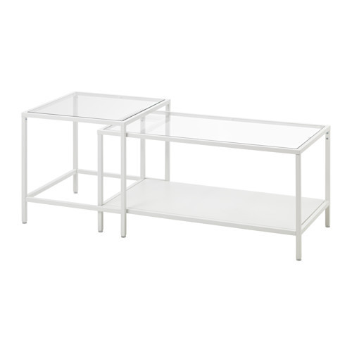 Комплект столов ВИТШЁ 2 шт белый стекло ИКЕА, IKEA