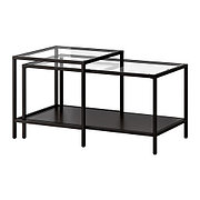 Комплект столов ВИТШЁ 2 шт черно-коричневый стекло ИКЕА, IKEA  