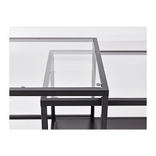 Комплект столов ВИТШЁ 2 шт черно-коричневый стекло ИКЕА, IKEA, фото 3