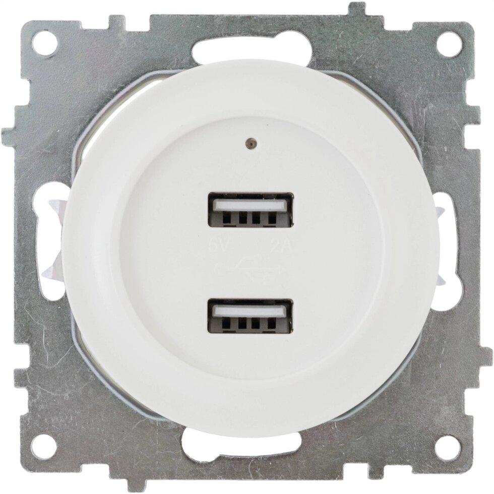 Розетка USB двойная встраиваемая Onekeyelectro, с подсветкой, цвет белый