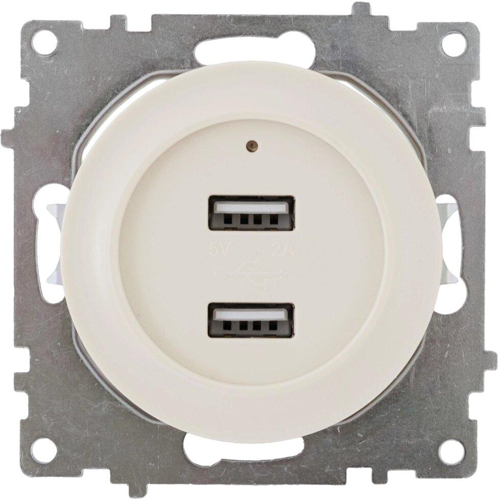 Розетка USB двойная встраиваемая Onekeyelectro, с подсветкой, цвет бежевый