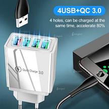 Сетевое зарядное устройство 4хUSB с потдержкой быстрой зарядки QC 3.0 AR830 (Белый), фото 2