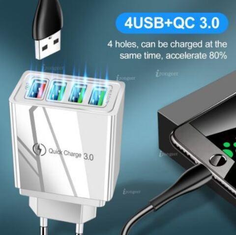 Сетевое зарядное устройство 4хUSB с потдержкой быстрой зарядки QC 3.0 AR830 (Черный) - фото 3 - id-p103322874