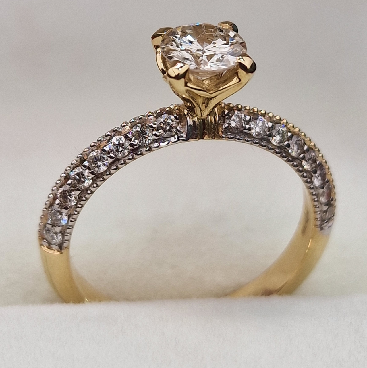 Золотое 750 пробы кольцо с бриллиантами 0.90Сt I1/K, VG - Cut - фото 6 - id-p103329418