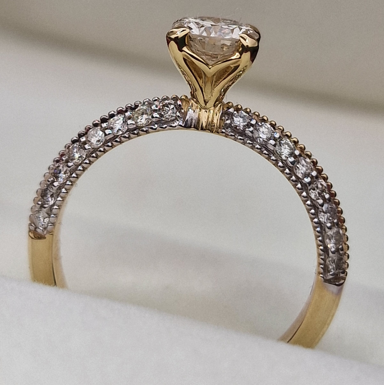 Золотое 750 пробы кольцо с бриллиантами 0.90Сt I1/K, VG - Cut - фото 10 - id-p103329418