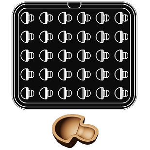 Форма Y для выпечки тарталеток Грибок 45х35/39х29мм h17/14мм, 30 ячеек, для аппарата Cookmatic PIA