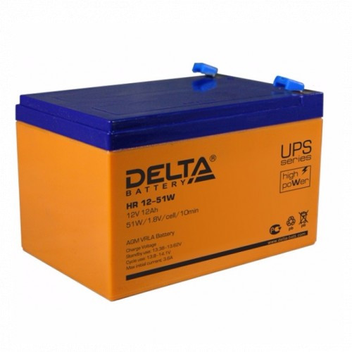 Delta Battery HR 12-51W 12V12Ah сменные аккумуляторы акб для ибп (HR 12-51 W) - фото 1 - id-p103350034