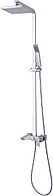 Душевая стойка LEMARK Contest LM5862CW с верхней душевой лейкой "Тропический дождь", хром/белый