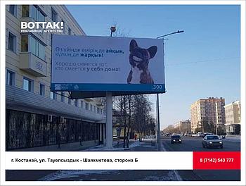 Аренда билборда г. Костанай, ул. Тауелсыздык - Шаяхметова, сторона Б