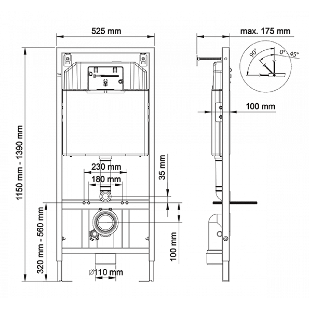 Комплект BERGES для монтажа подвесного унитаза: инсталляция NOVUM, кнопка D1 белая, унитаз OKUS - фото 7 - id-p103397965