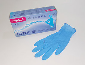 Перчатки смотровые mediOk нитриловые неопудренные текстурированные нестерильные ГОЛУБЫЕ, р-р M