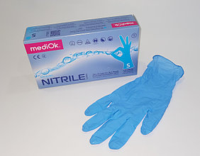 Перчатки смотровые mediOk нитриловые неопудренные текстурированные нестерильные ГОЛУБЫЕ, р-р S