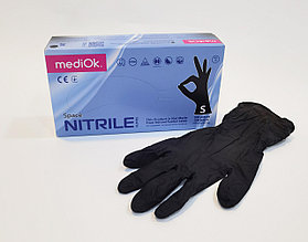 Перчатки смотровые mediOk нитриловые неопудренные текстурированные нестерильные ЧЕРНЫЕ, р-р S
