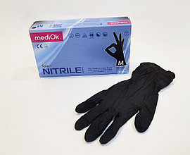 Перчатки смотровые mediOk нитриловые неопудренные текстурированные нестерильные ЧЕРНЫЕ, р-р M