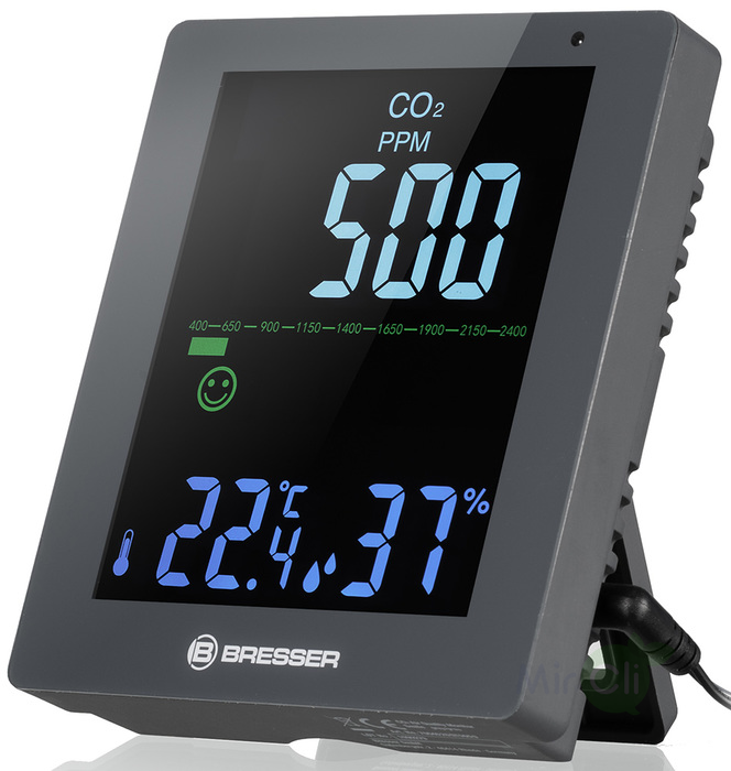 Барометр+Гигрометр+Термометр Bresser Air Quality Smile с датчиком CO2, серый