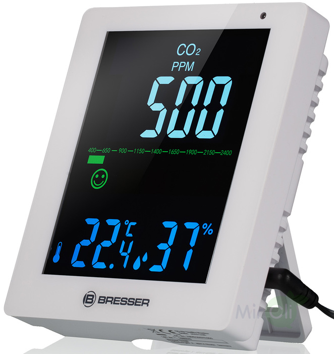 Барометр+Гигрометр+Термометр Bresser Air Quality Smile с датчиком CO2, белый