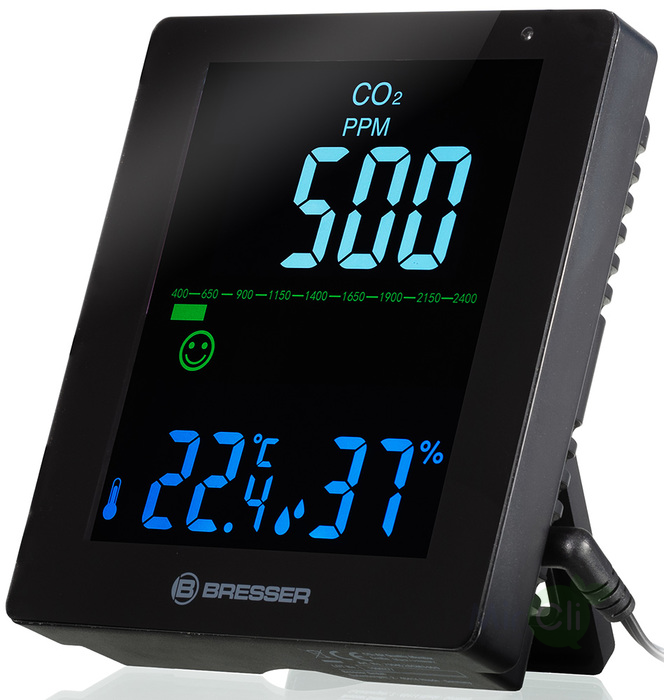 Барометр+Гигрометр+Термометр Bresser Air Quality Smile с датчиком CO2, черный