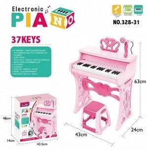 Интерактивное пианино с микрофоном и стульчиком 37 клавиш - фото 2 - id-p103490700