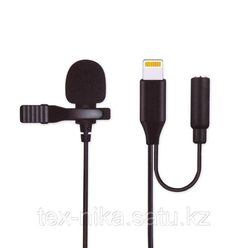 Микрофон петличный JH-041-A, Lightning + 3.5 мм F, 3 метра