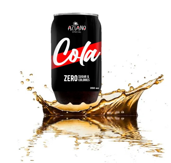 AZIANO  COLA zero без сахара 350 ml. /Прозрачная Банка/ (24шт-упак)