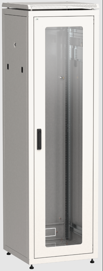 ITK Шкаф сетевой напольный 19" LINEA N 33U 600х600мм стеклянная передняя дверь, задняя металлическая серый - фото 1 - id-p103511076
