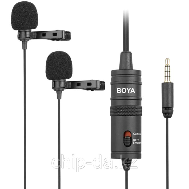Микрофон петличный двойной BOYA BY-M1DM, 3.5мм