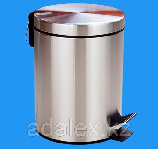 Металлическая урна с педалью 5 литров (хром) ведро для мусора контейнер серебристый