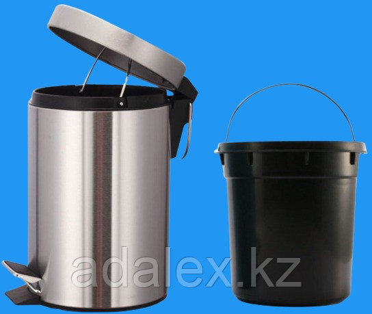 Металлическая урна с педалью 12 литров хром серебристая для мусора глянцевая - фото 1 - id-p119165616