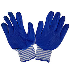 Перчатки рабочие Матроска синие резиновые с обливочной ладонью Зебра, фото 3