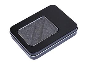 Металлическая коробочка G04 черного цвета с прозрачным окошком